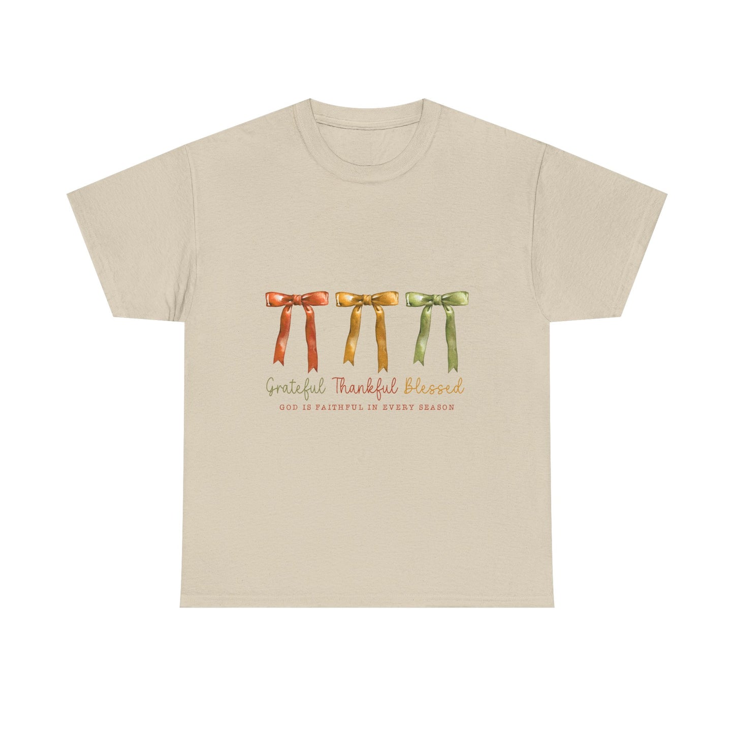 Grateful Thankful Blessed Tee — Watercolor Ribbon Fall Graphic T-Shirt