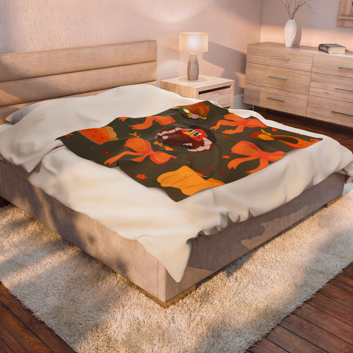 Thankful Turkey Thanksgiving Plush Blanket