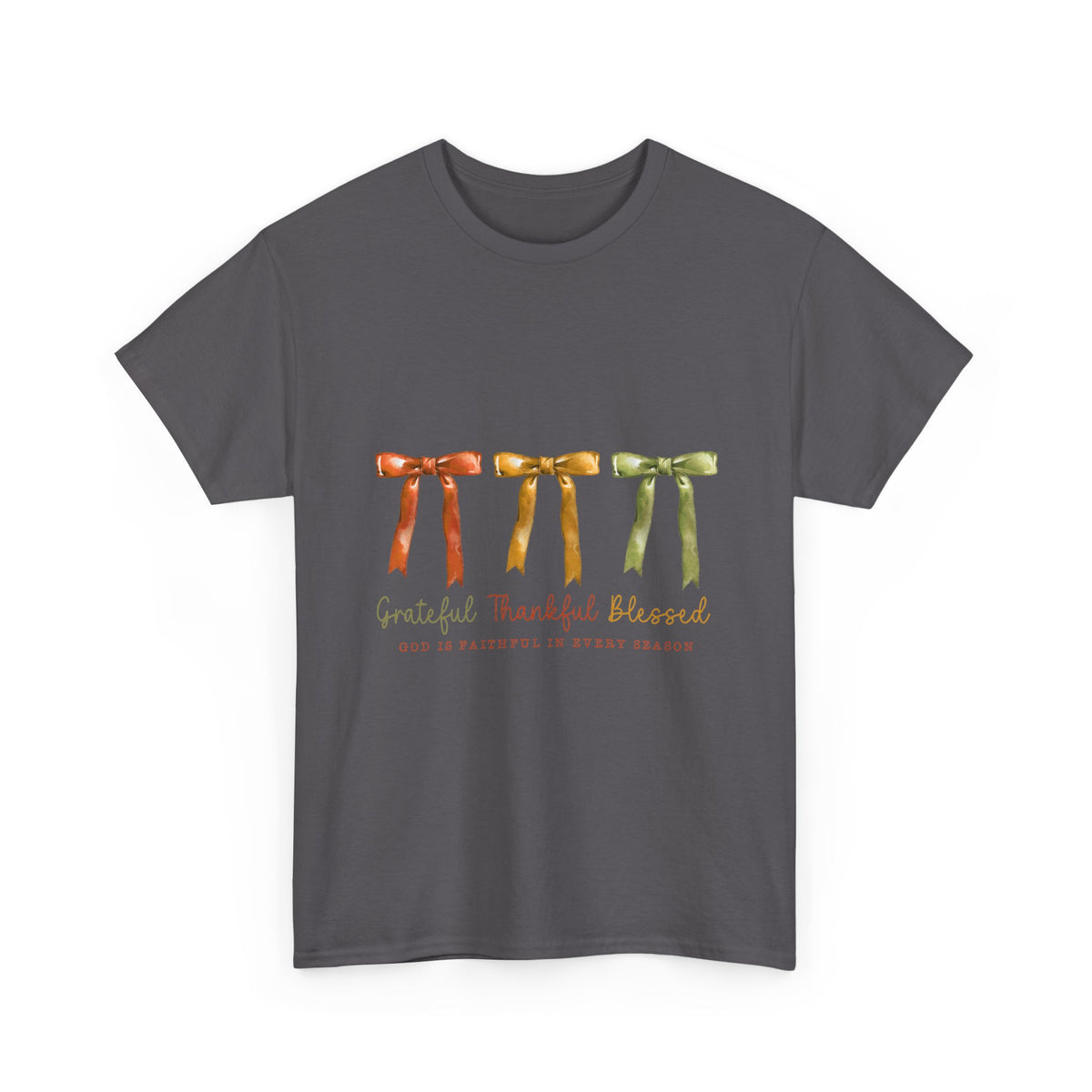 Grateful Thankful Blessed Tee — Watercolor Ribbon Fall Graphic T-Shirt