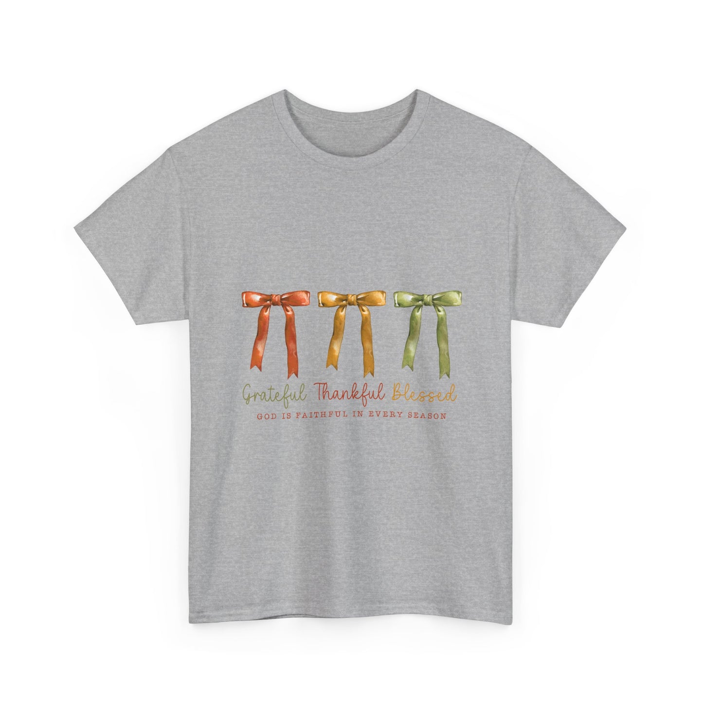 Grateful Thankful Blessed Tee — Watercolor Ribbon Fall Graphic T-Shirt