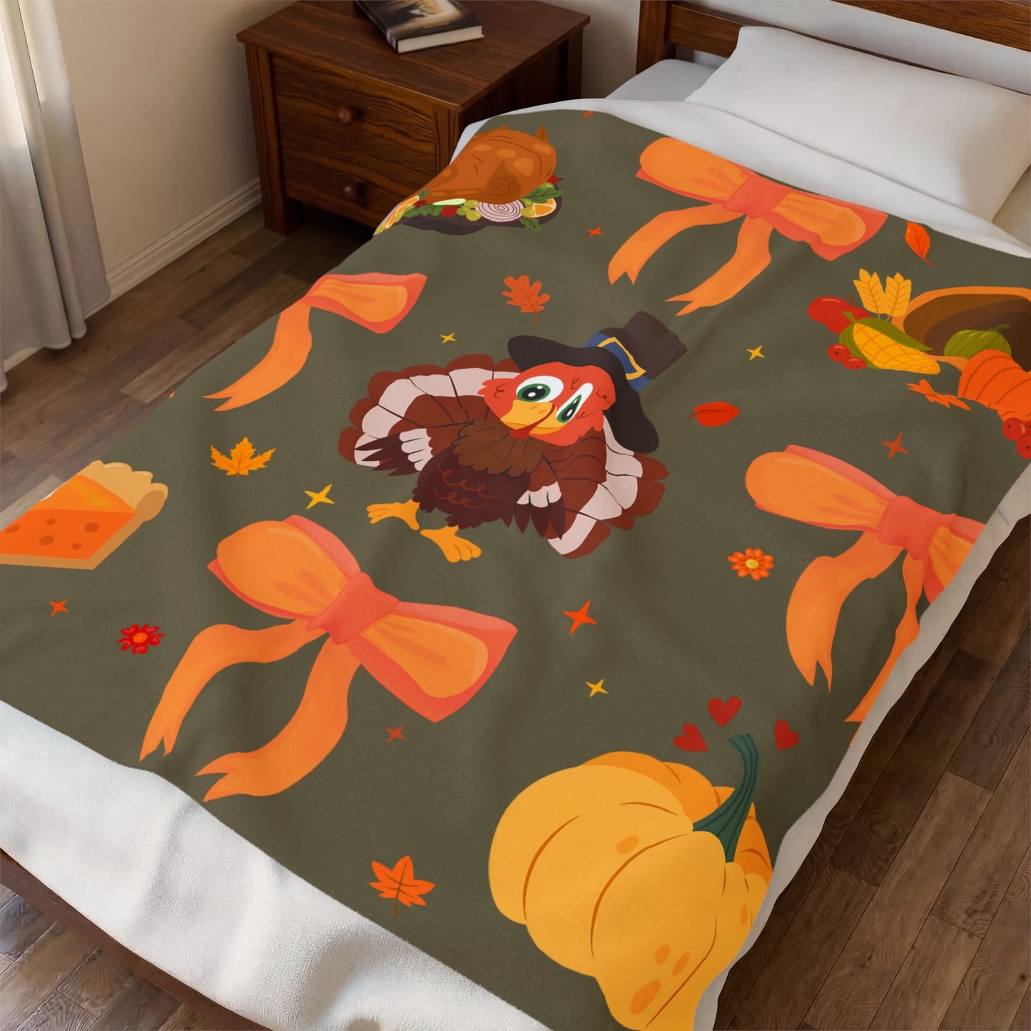 Thankful Turkey Thanksgiving Plush Blanket