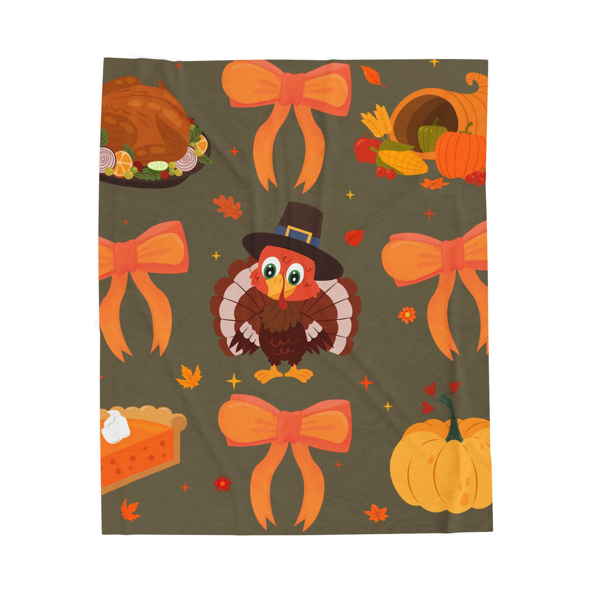 Thankful Turkey Thanksgiving Plush Blanket
