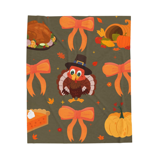 Thankful Turkey Thanksgiving Plush Blanket