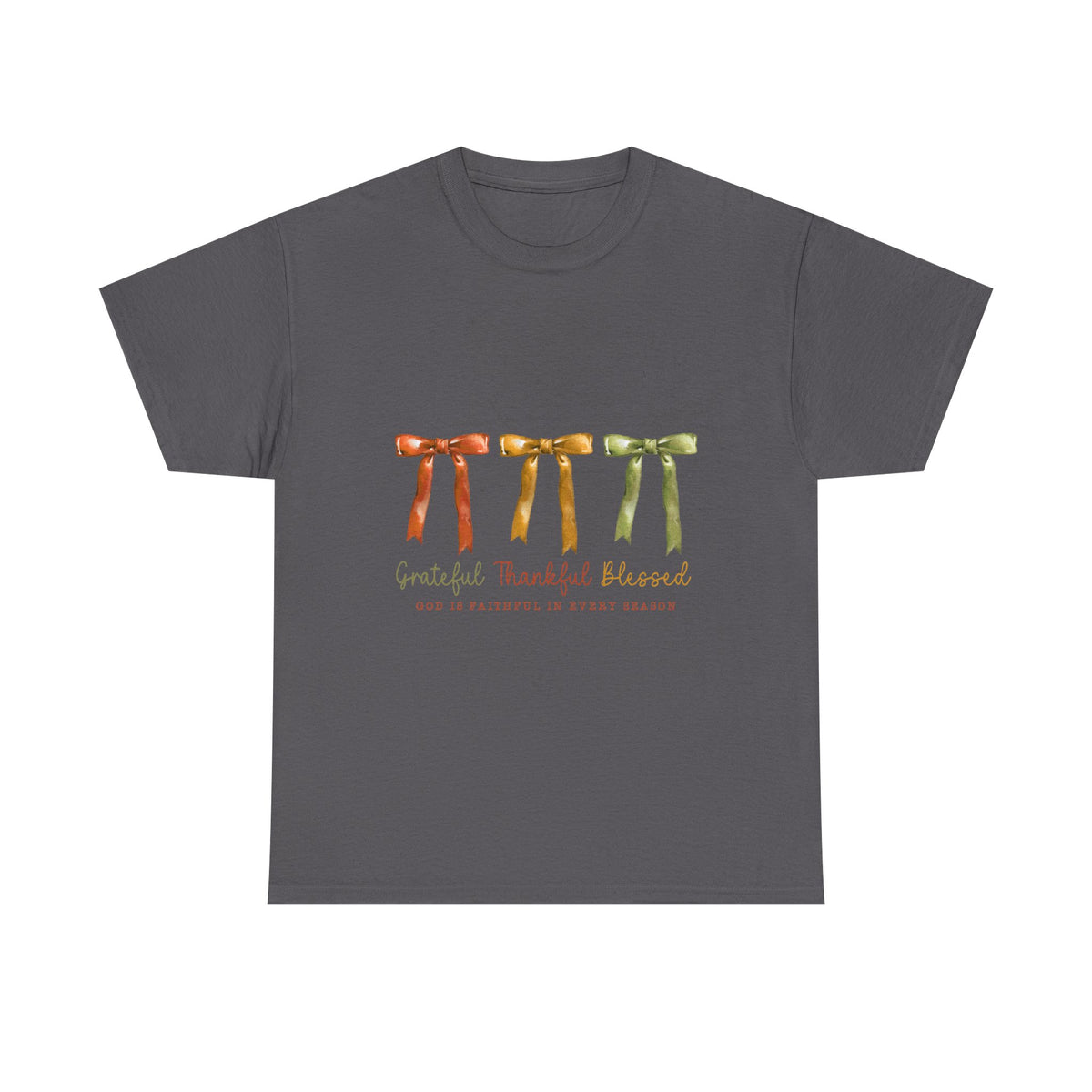 Grateful Thankful Blessed Tee — Watercolor Ribbon Fall Graphic T-Shirt