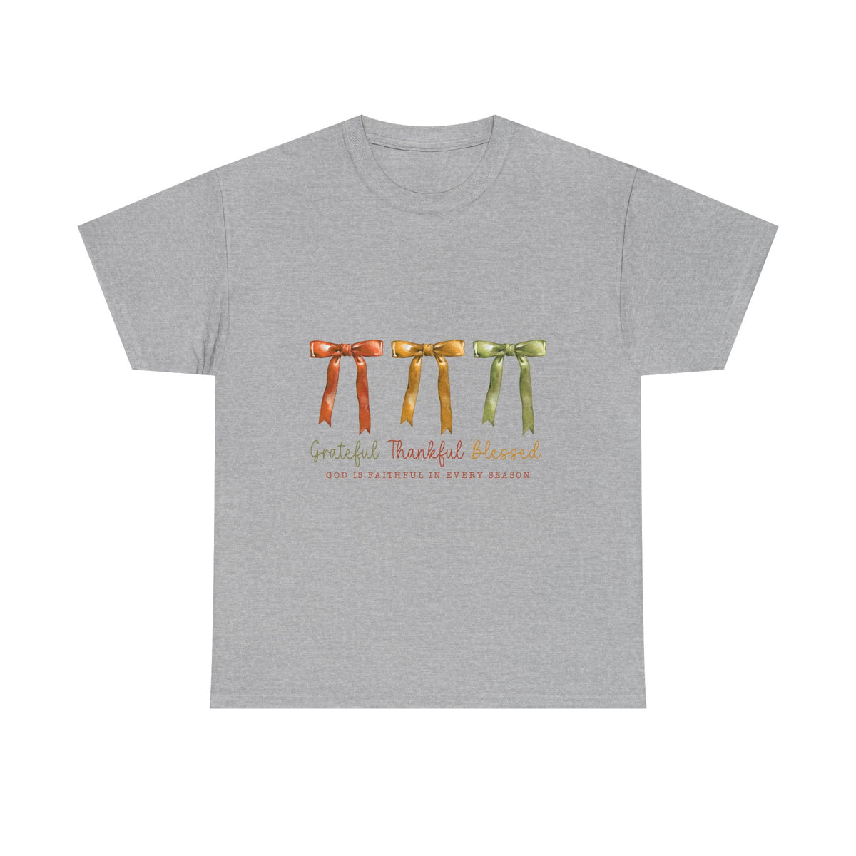 Grateful Thankful Blessed Tee — Watercolor Ribbon Fall Graphic T-Shirt