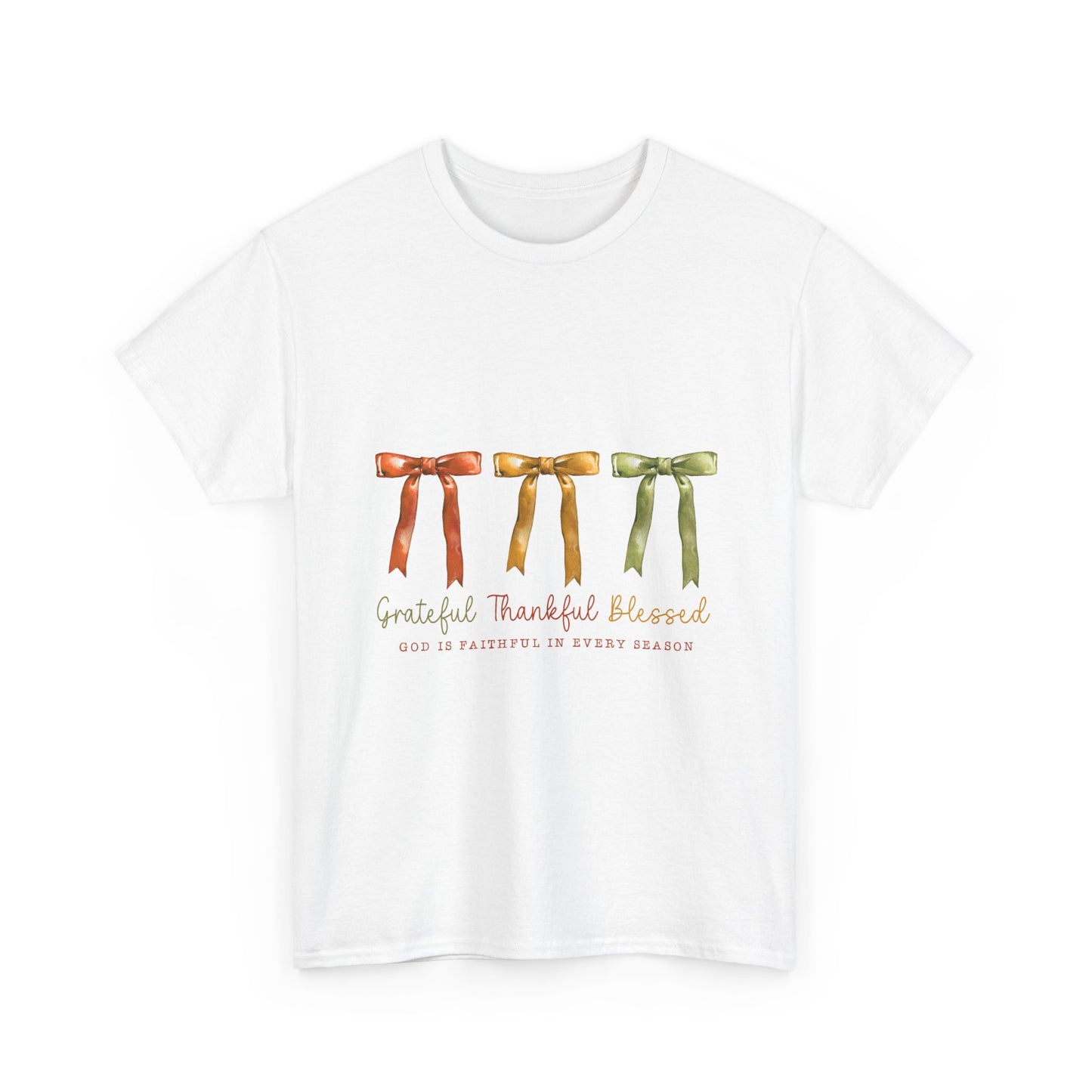 Grateful Thankful Blessed Tee — Watercolor Ribbon Fall Graphic T-Shirt