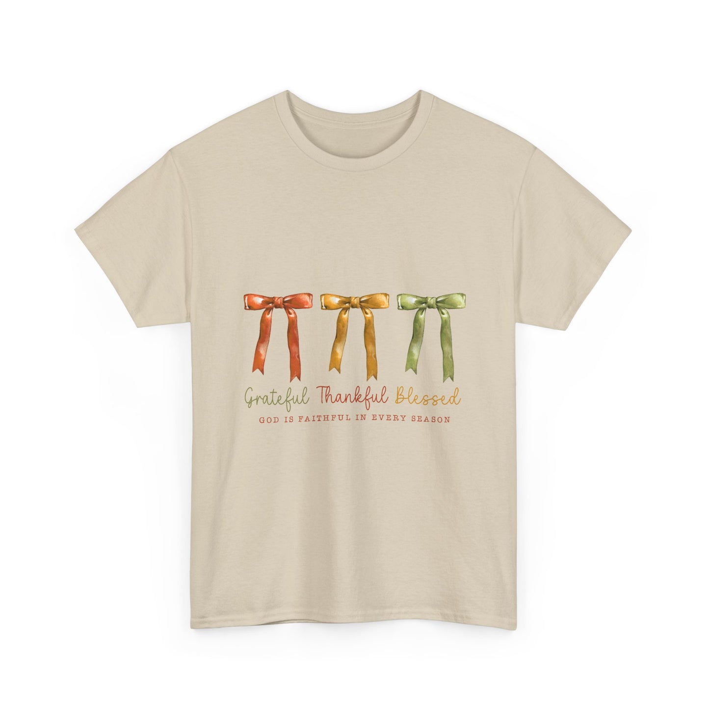 Grateful Thankful Blessed Tee — Watercolor Ribbon Fall Graphic T-Shirt
